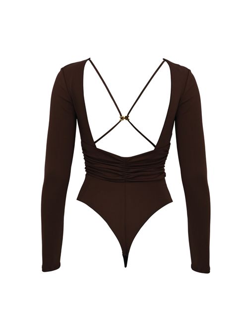 Body in jersey crepe con drappeggio e dettaglio logo Elisabetta Franchi | BO00356E2EA3